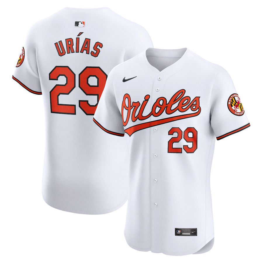 Men Baltimore Orioles #29 Ramon Urias Nike White Home Elite Player MLB Jersey